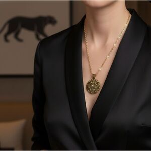 Avon Gold and Silver Filigree  Ornate Pendant On Rope